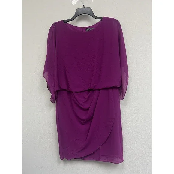 Jessica Howard | Dresses | Jessica Howard Chiffon Blouson Dress Fuchsia  Violet Womens Plus Size 4w | Poshmark
